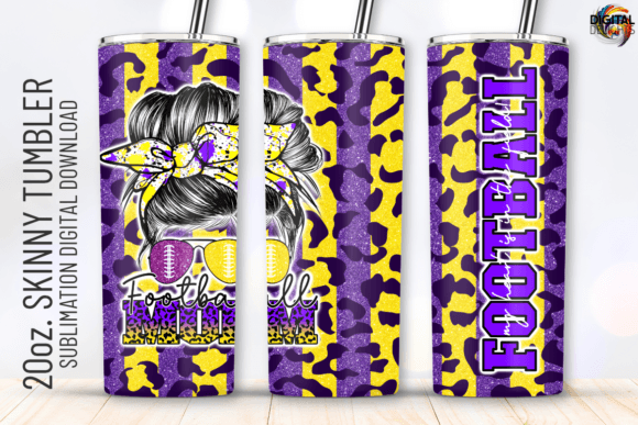 Football Mom Messy Bun Tumbler Wrap PNG Review