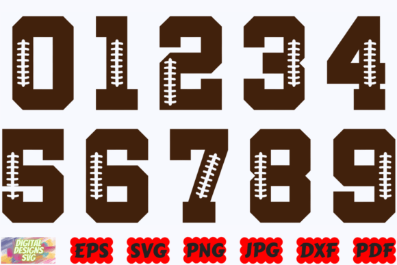Football Numbers SVG for Graphics and Crafts