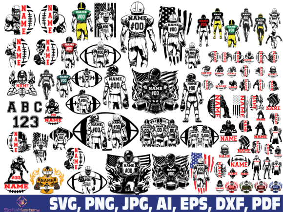 Football Player Svg for Graphics and Crafts