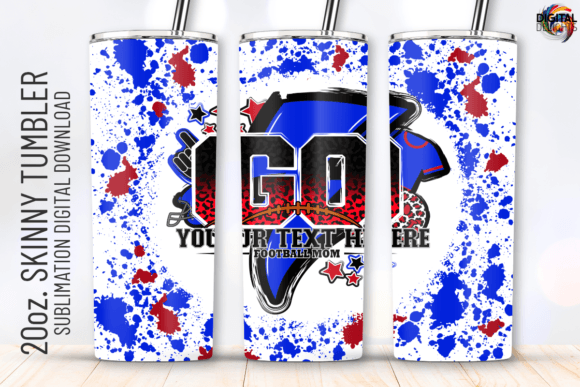 Go Football Blue Red Tumbler Wrap Graphics & Crafts