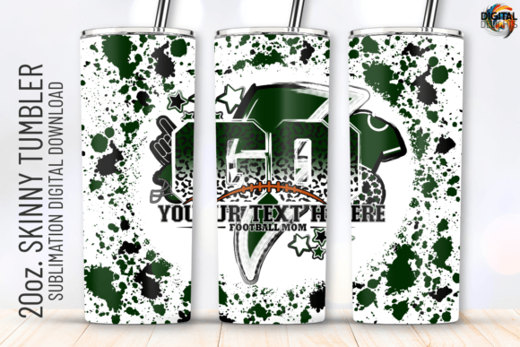 Go Football Green White Tumbler Wrap Graphics & Crafts