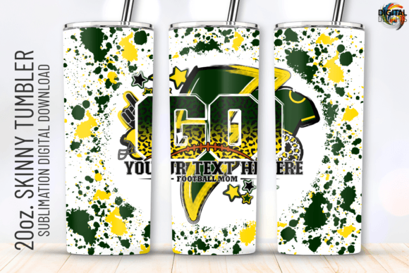 Go Football Green Yellow Tumbler Wrap Graphics