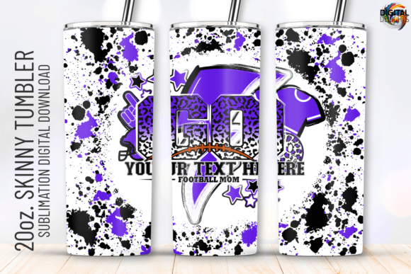 Go Football Purple White Tumbler Wrap Graphics