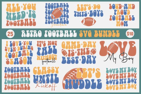 Retro Football Graphics for Crafts and Design