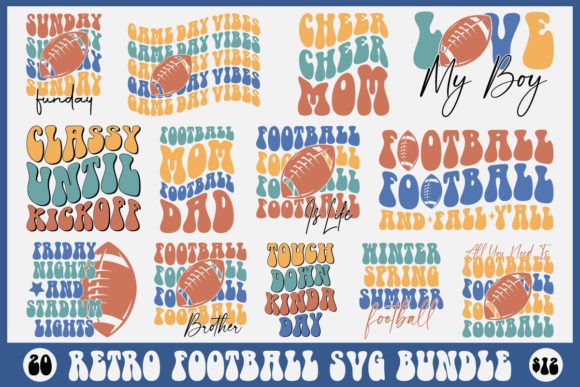 Retro Football Graphics for Crafts & Design